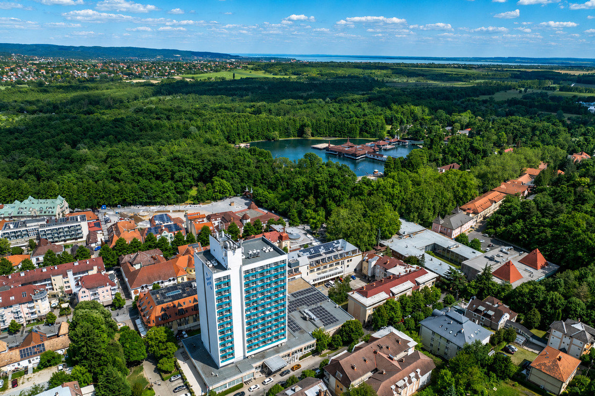 Panorama relaxation with entrance to the thermal lake Hévíz
